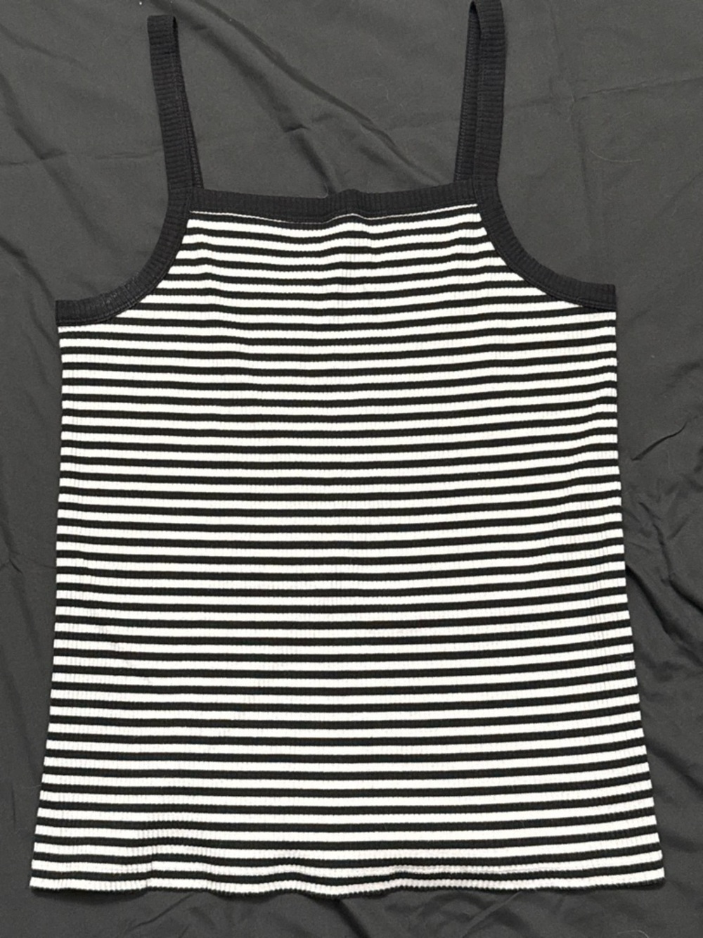 Old Navy Black and White Striped Slim-Fit Tank